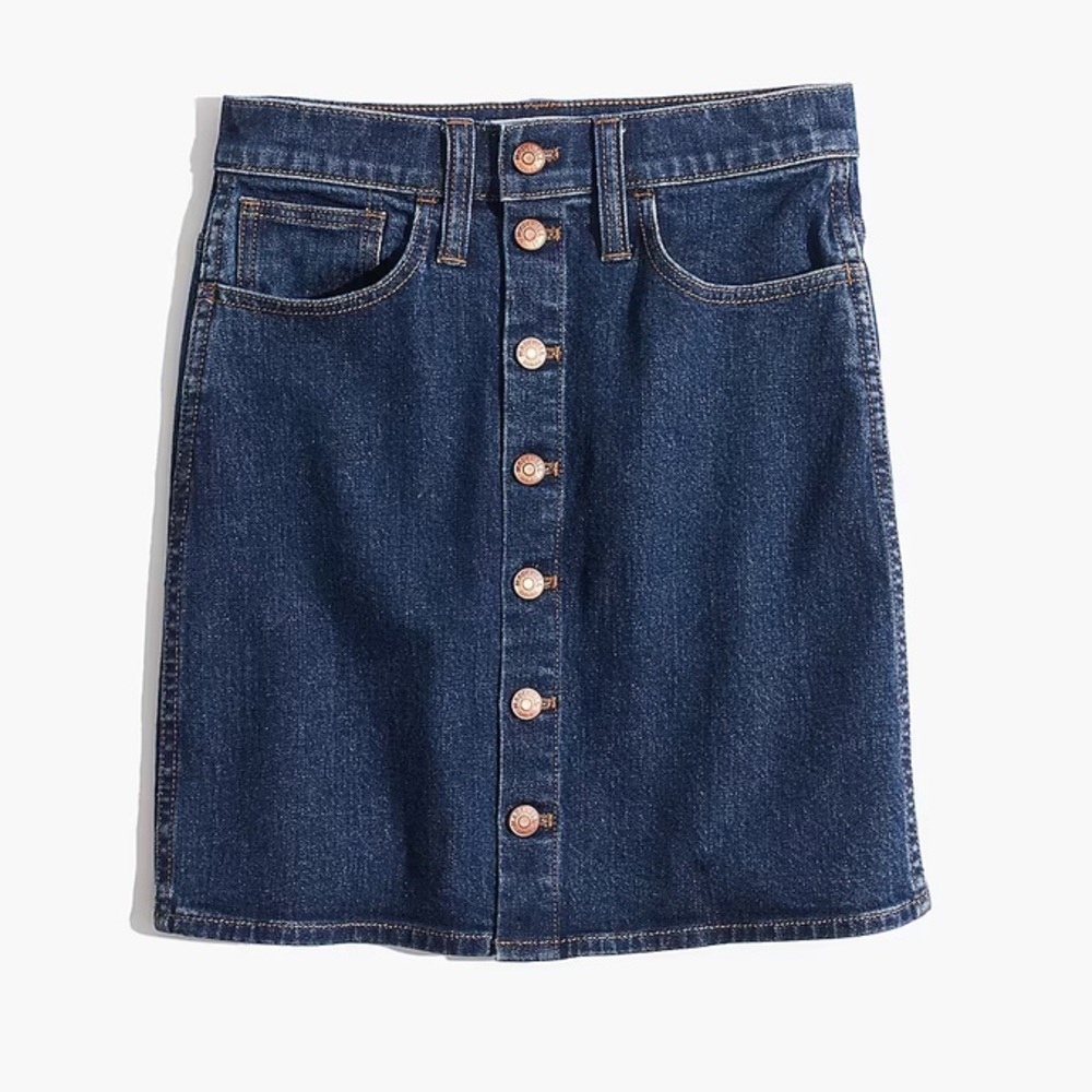 Madewell Stretch Denim Straight Button Front Mini Skirt